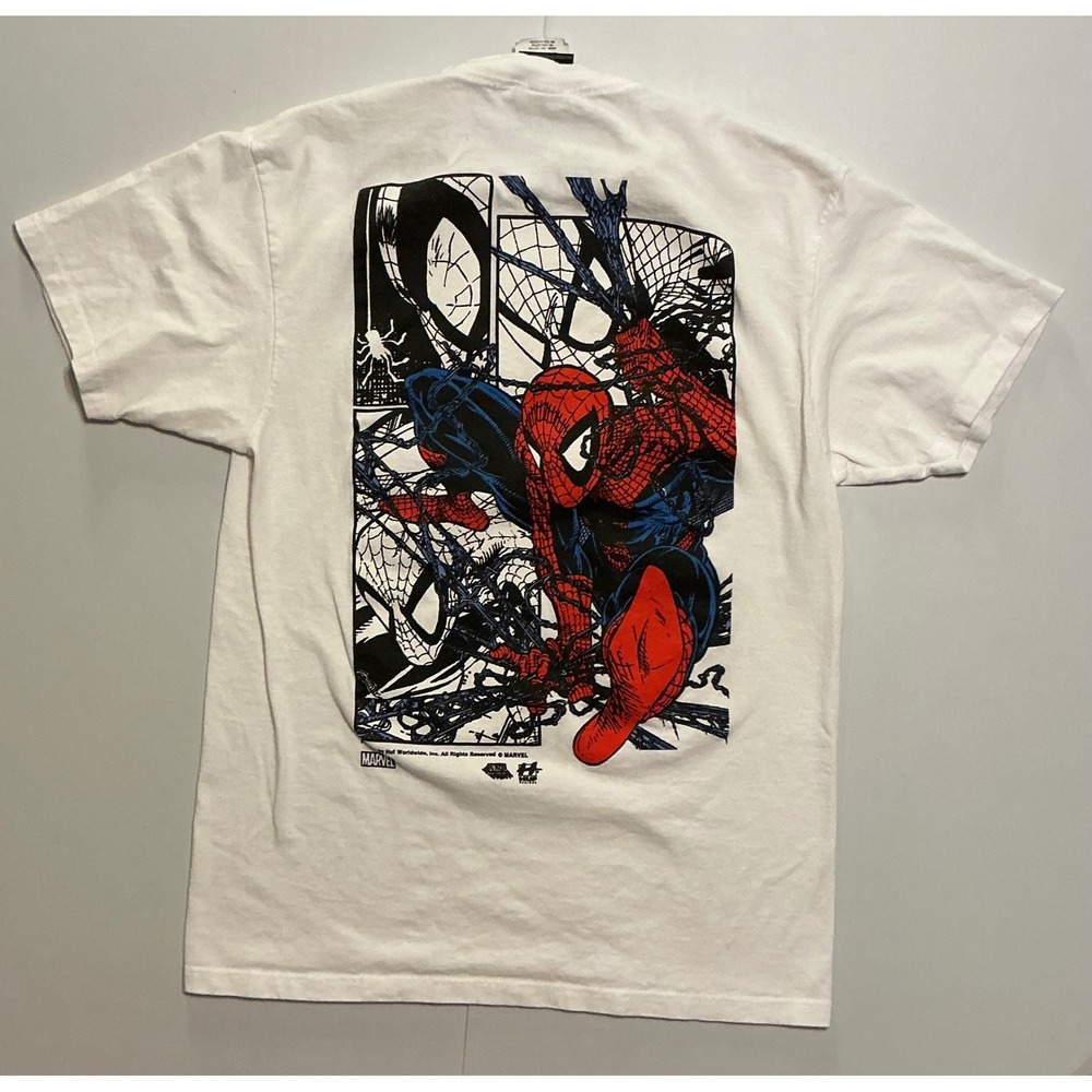 HUF x Marvel Spider-Man Graphic T-Shirt White Mens Medium Fits Small Comic